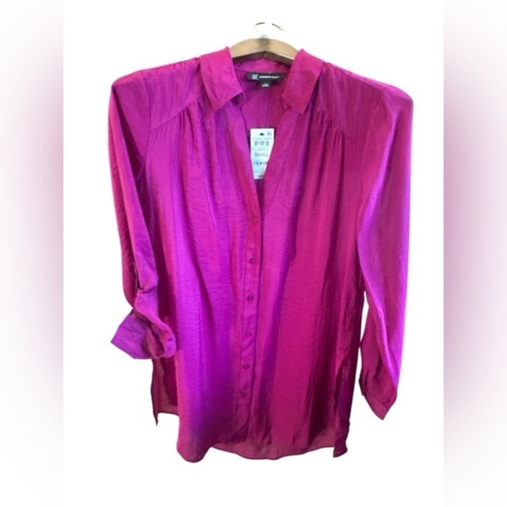 INC International Concepts Fuchsia Button-Down Shirt Dress NWT Cranberry Rose